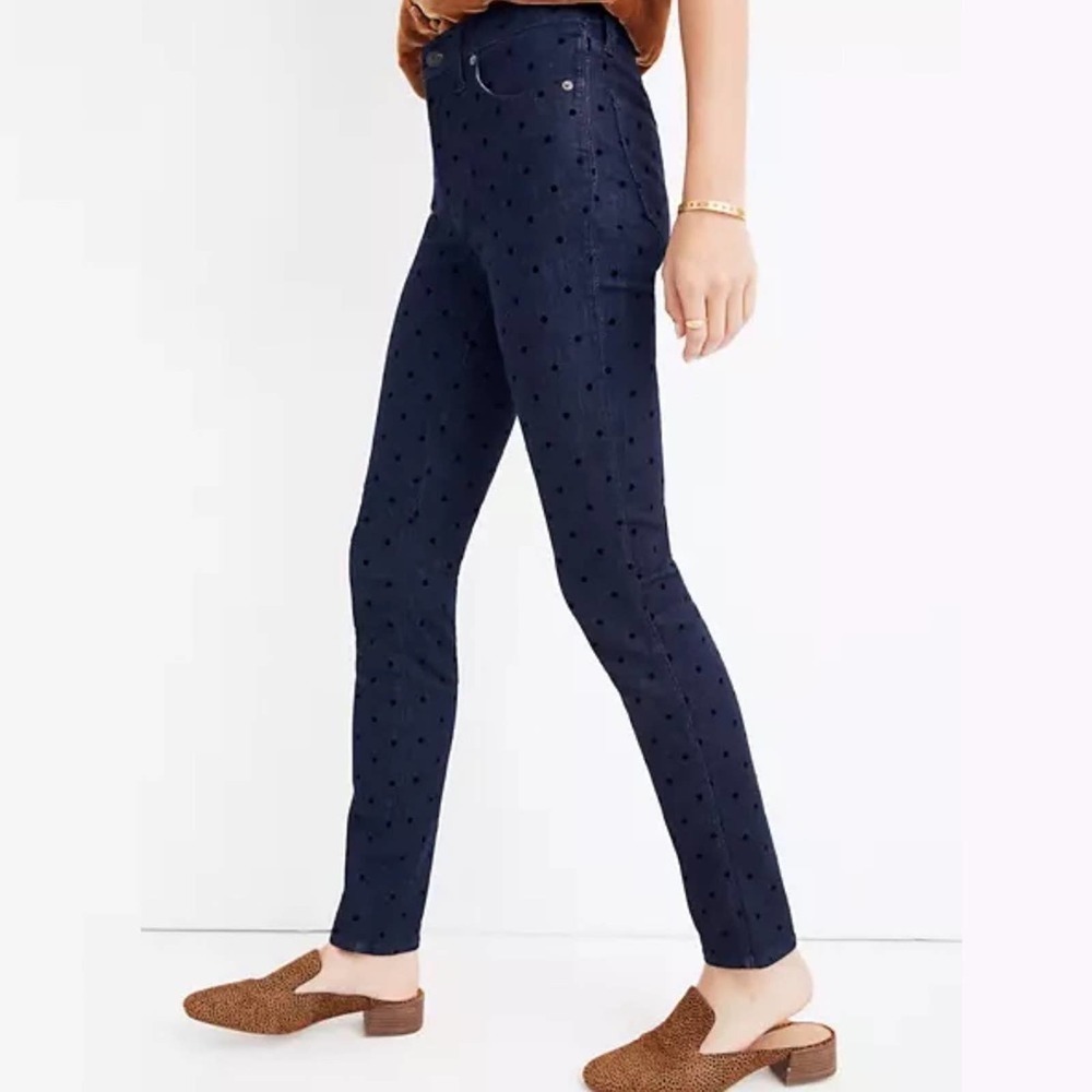 Madewell 9" Flocked Dots Skinny Jeans  size 27